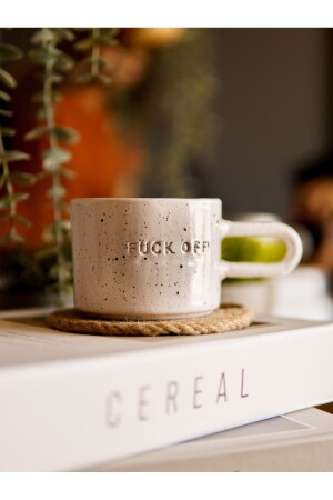 Written Handmade Ceramic Mug White Textured Fuck Of-1 - terraco ceramic