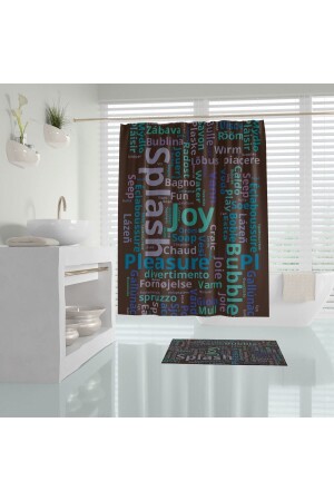 Written Patterned Colorful Digital Printed Fading Waterproof Polyester Bathroom Curtain - Tropikhome