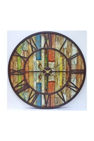 Wrought Iron Wall Clock 7615 02 Brown Wooden 76cm 3d - Otantik
