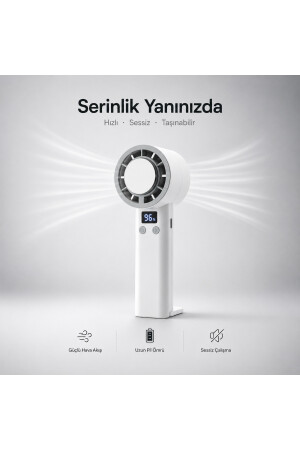 Y19S Taşınabilir Turbo Fan 199 Kademe Dijital Ekranlı Şarjlı El Fanı Boyun Askılı Masaüstü Mini Vantilatör Type-C - TARÇIN