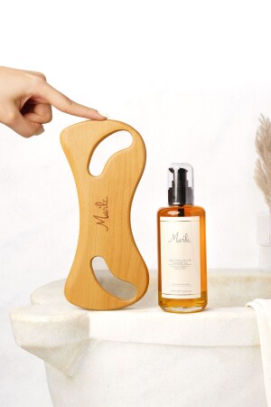 Yağ Mar'le Anti-Cellulite-Massageöl 200 ml + Holzmassagegerät 2-teilige Cellulite-Behandlung - Teknotrust