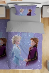 Yağan Karlı Elsa Anna Desenli Tek Kişilik Bebek Çocuk Nevresim Seti evnev00247 - Evpanya