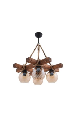 Yağmur 4-Piece Rustic Rope Wooden Chandelier 213123123123312 - Vedemo