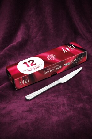 Yakamoz 12 Pieces Dessert Knife YKZ-12TB - Avcı