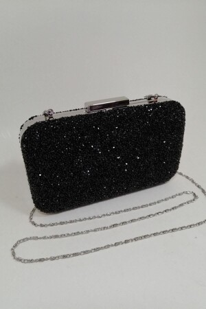 Yakamoz Black Women's Stone Evening Dress Clutch Portfolio Bag - Parktan