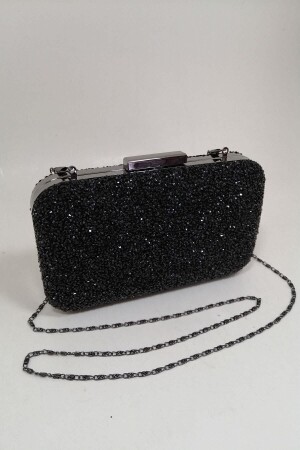 Yakamoz Black Women's Stone Evening Dress Clutch Portfolio Bag - Parktan
