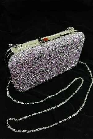 Yakamoz Lila Taşlı Abiye Clutch Portföy Çanta - Parktan