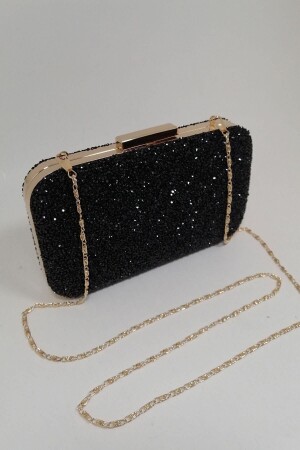 كيس من المجموعة من الـ MNZ-Yakamoz Black Women's Stone Evening Dress Clutch Portfolio Bag - Parktan