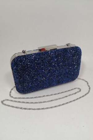 Yakamoz Women's Navy Blue Stone Evening Dress Clutch Portfolio Bag - Parktan