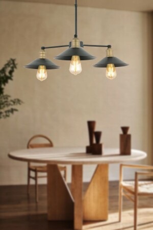 Yanko 3 Piece Black Antique Downward Facing Modern Pendant Lamp Young RoomBedroom Retro Living Room Chandelier 3520-03-A-BL - Apliqa