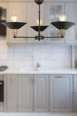Yanko 3 Piece Black Antique Upward Facing Modern Pendant Lamp Young RoomBedroom Retro Living Room Chandelier 3520-03-Y-BL - Apliqa
