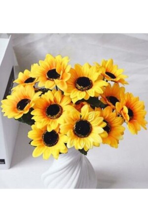 Yapay Lüx Ayçiçeği Demeti __ Gelin Buketi Saksısız Sarmaşık Bitki Mum Gül Ağacı Büyük Papatya - Md Aspiz Flowers