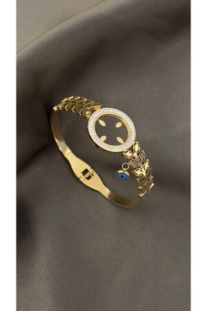 - Yaprak Detaylı Çelik Çeyreklik Kelepçe - Opia Jewelry
