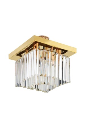 Yasemin 30 Cm Square Gold Crystal Stone Chandelier - İstanbul Avize