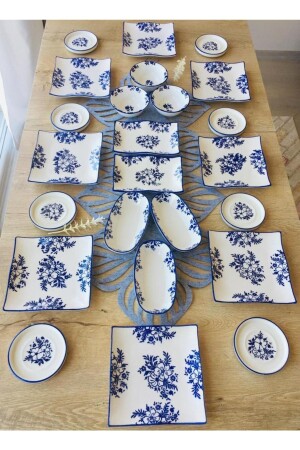 Yasemin Pattern 24 Piece Breakfast Set with Tea Plate for 8 Persons Ysmnkhvltçytkr-0824 - VENÜS HOME DECORATION