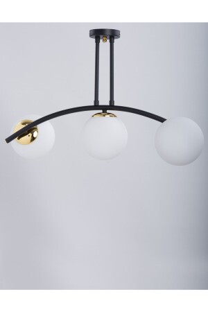 Yay Black 3-Lampen-Kronleuchter aus weißem Glas 10076213 - MŞ Aydınlatma