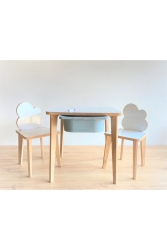 Summer Clear Surface Children's Activity Table Chair Set - With Colorful Drawers / Cloud Chair ASR-TEK8 - Asrimo mobilya