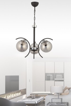 Yazgı 3-Piece Modern Smoked Globe Glass Pendant Lamp Chandelier YAZGI 3-Piece - ESSLİGHT