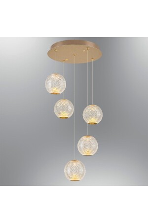 Yellow 5-Piece Mercury LED Chandelier 4134-5A,03 - Özcan Aydınlatma