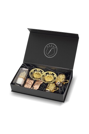 Yellow Antep Embroidered Cup Set - Turkish Coffee - Candle Gift Set Ps2548 PS254800TR - Forentina