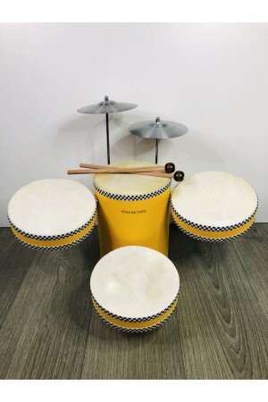 Yellow Children's Wooden Drum Set Handmade DRUM01-2 - PHEBETHE