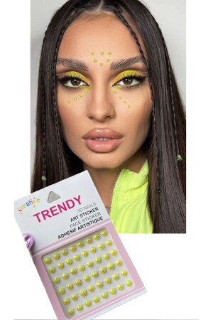 Yellow Color Hair Body And Face Stone Sticker - Takıştır