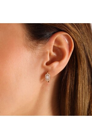 Yellow Gold Baguette Earrings J Model - Sembol Gold