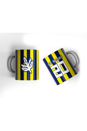 Yellow Navy Blue Striped Jersey Design Personalized Fan Printed Gift Trophy Cup - Offside