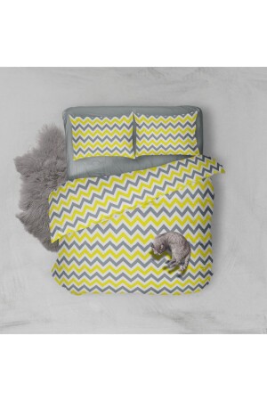 Yellow Zigzag Cotton Single Teen Room Duvet Cover Set (WITHOUT SHEET) sarizikzak0101 - SNR HOME COLLECTION