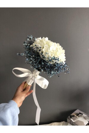 Yeni Sezon Lacivert Ortanca Gelin Buketi Yaka Çiçeği 2 Li Set Nişan Çiçeği FGÇ-4713447134369 - florbar