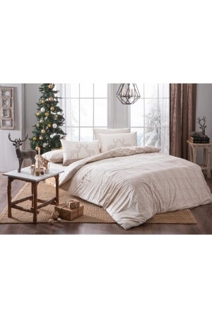 Yeni Yıl Çift Kişilik Nevresim Takımı Lovelight Bej TC53T60271478 - Taç