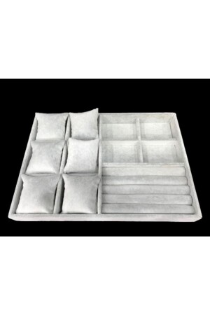 Yerli Süet Gri Çoklu Takı Stand Kutu Tablası (aydındecor) 1378630954 - Aydın Decor