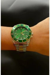 Yeşil Kadran Gümüş Gold Iki Renk Kordon Erkek Çelik Rolex Model Kol Saati TYC00253200000 - ÇENÇEN