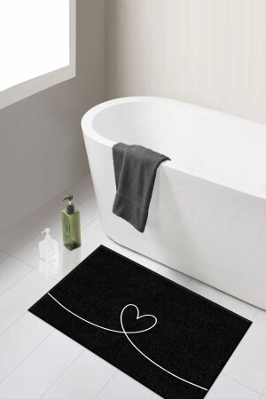 MNZ-غسيل القلب حمام السجادة واحدة قطعة سوداء (60x100) Dc-8047 Dc-8047 D8047 - Decomia Home