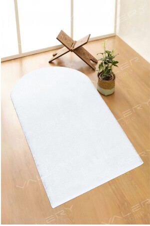 Yıkanabilir Peluş Seccade Overloklu Namazlık Beyaz Vl - Valery Home