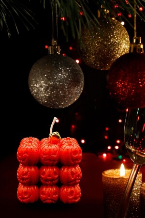 Yılbaşı Christmas Dekoratif Amber Kokulu Bal Kabağı Bubble Mum - 1 Adet Kurukafa Mum Hediyeli - Joker Abdul