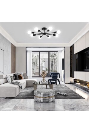 Yıldız Dekoratif Living Room - Kitchen - Bedroom Design Black 8-Piece Chandelier (WITHOUT BULB) LAY1200001 - Modavize