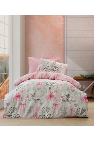 Young Ranforce Bettbezug-Set für Einzelbett, Ballerina, Rosa, nd_8680108056097 - Cotton Box
