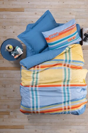 Young Room Single Duvet Cover Set Basis Navy Blue 1860p - Cotton Box