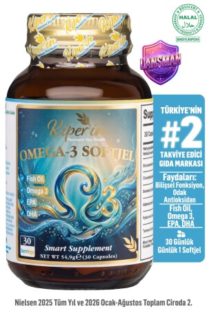 Yüksek Konsantre Omega 3 | 1044 mg | EPA 520mg & DHA 360mg | 30 Softgel - Kiperin
