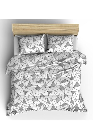 Yüzde Yüz Pamuklu Kany Geometrik Çift Kişilik 200x220 2*(50X70) Nevresim Seti Ve Yastık Kılıfı Seti 8682158140313 - Maki