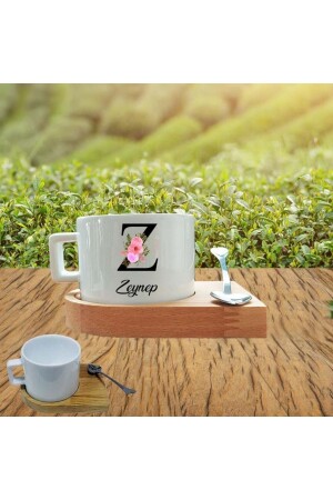 Z Harli Zeynep Named Teacup with Wooden Tray ÇFN27081233 - Kitle Promosyon
