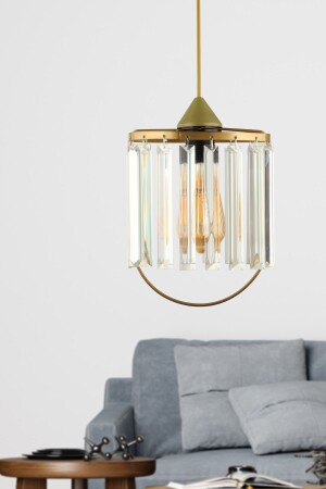 Zaha Crystal Stone Single Ellipse Chandelier Antique BEG1395 - Begüsa