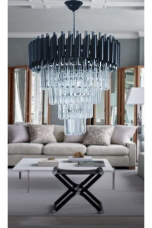Zamira 45 cm Slver Crystal Stone Luxury Chandelier SİLVER45 - MATMAZEL AKSESUAR