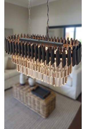 Zamira 75x35 Cm Luxury Dining Table Top Chandelier with Slver Crystal Stone YMKSLVR75 - MATMAZEL AKSESUAR