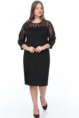 Zebra Desen Flok Büyük Beden Elbise 15b-0896 - Modayız