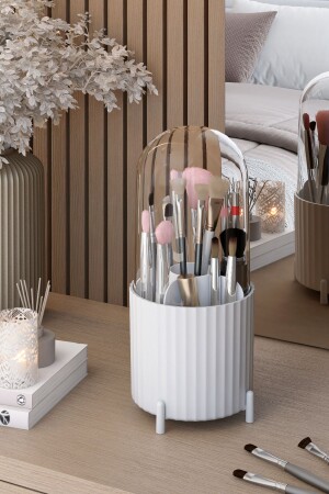 Zebra Makeup Brush and Cosmetic Organizer Hygienic Organizer with Transparent Cover - Pufwin Home
