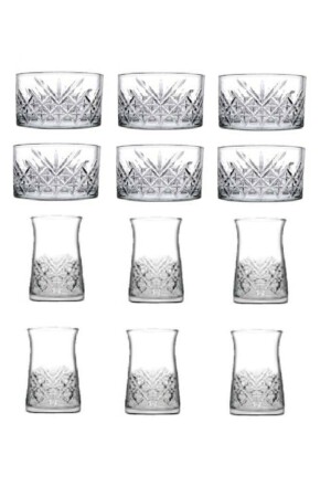 Zeitloses 12-teiliges Snackschalen- und Teeglas-Set Mitgift-Set Fma04599 Fma119900 paşabahçe12pcsspecialset - Paşabahçe