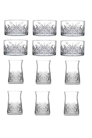 Zeitloses 24-teiliges Snackschalen- und Teeglas-Set Mitgift-Set paşabahçe24-teiliges Spezialset - Paşabahçe