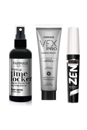 Zen Mascara 8 ml Makeup Fixer 115 ml and Vfx Pro Makeup Base 25 ml - Farmasi